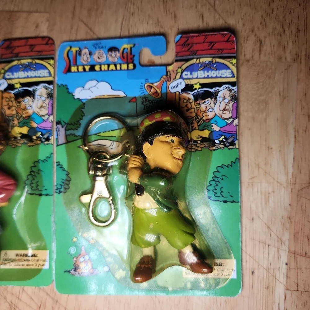Set Of 3 The Three Stooges Golf Key Chain Sealed Brand New  1999 Larry Moe Curly